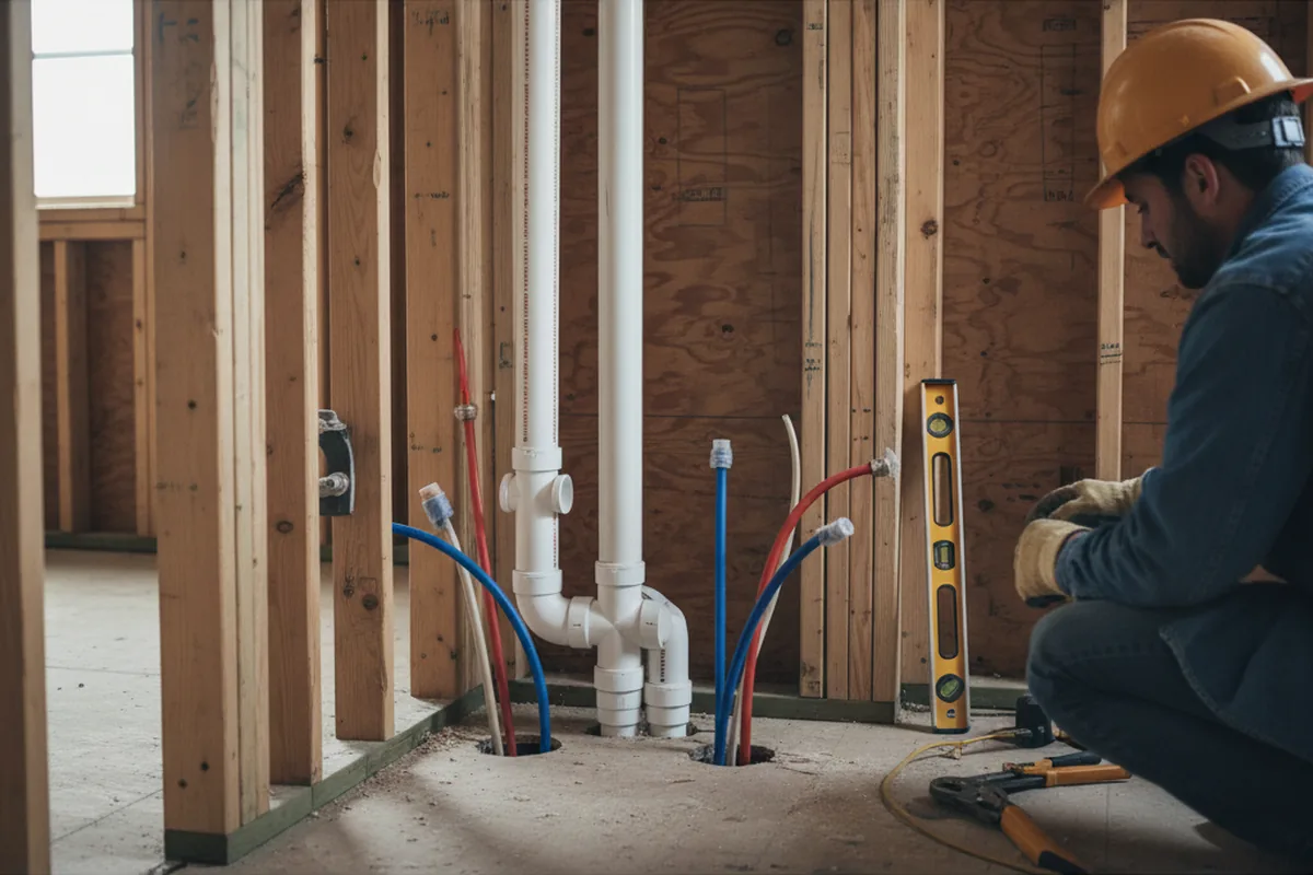 Drain and supply rough-in during Drain Cleaning in Gibson City