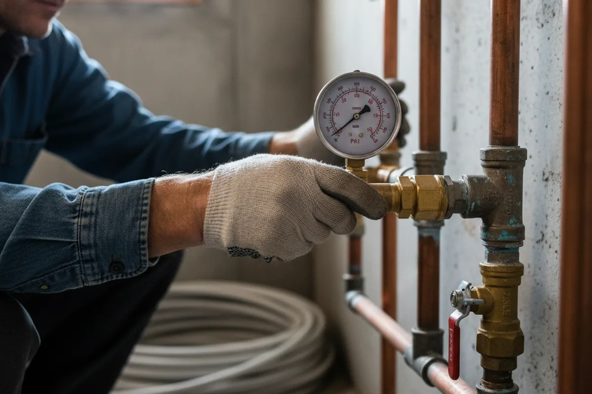 Pressure testing a repaired line during Water Line Repair in Gibson City
